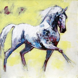 Shan Amrohvi, 08 x 08 inch, Oil on Canvas, Horse Painting, AC-SA-118